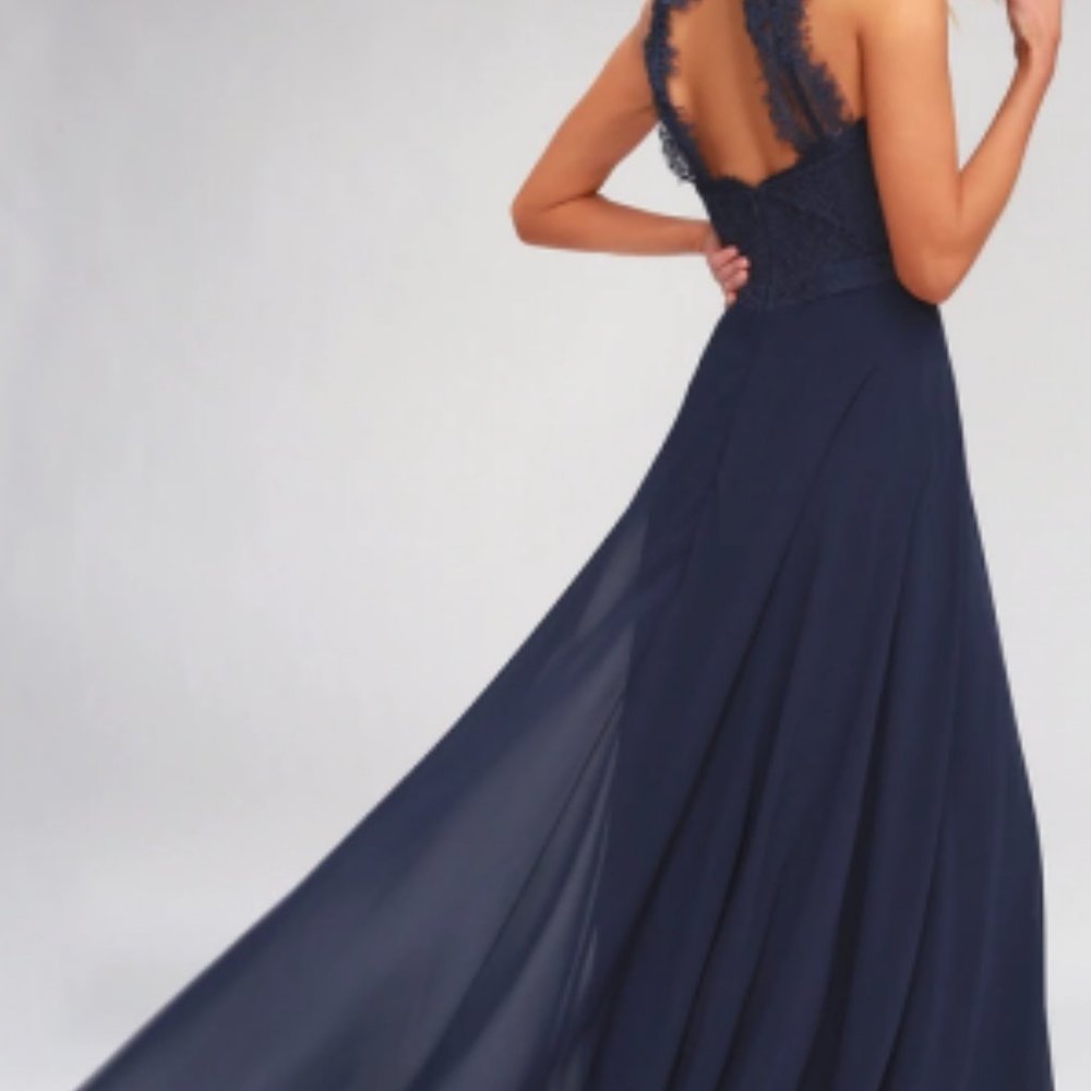 #21 - NWT Dance All Evening Navy Blue Lace Maxi Dress